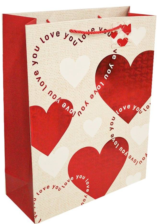SACOLA PRESENTE LUXO CORACAO 32X26X12CM